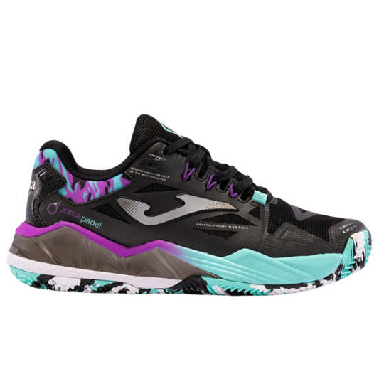 Tenis de Padel Joma Spin Lady 2401 Black Turquoise Pink